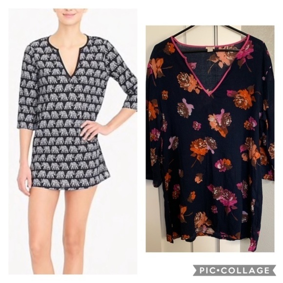 EUC J. Crew Floral Tissue Tunic - Picture 1 of 7